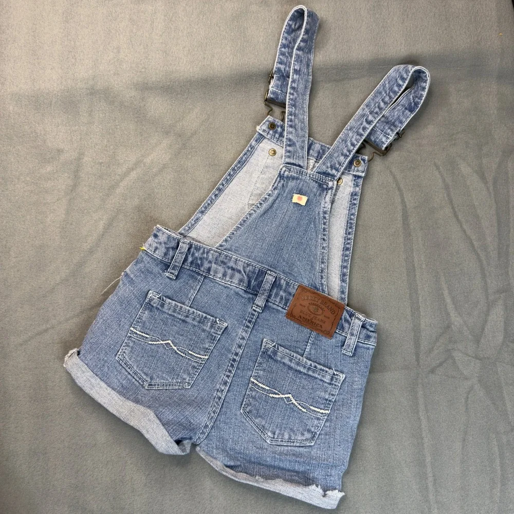 Lucky Brand Girls Blue Denim Paisley Embroidered Shortalls Overalls Size 6